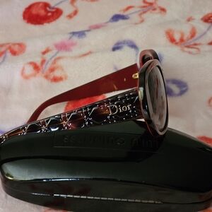Dior Women’s Burgundy Tortoiseshell Round Sunglasses